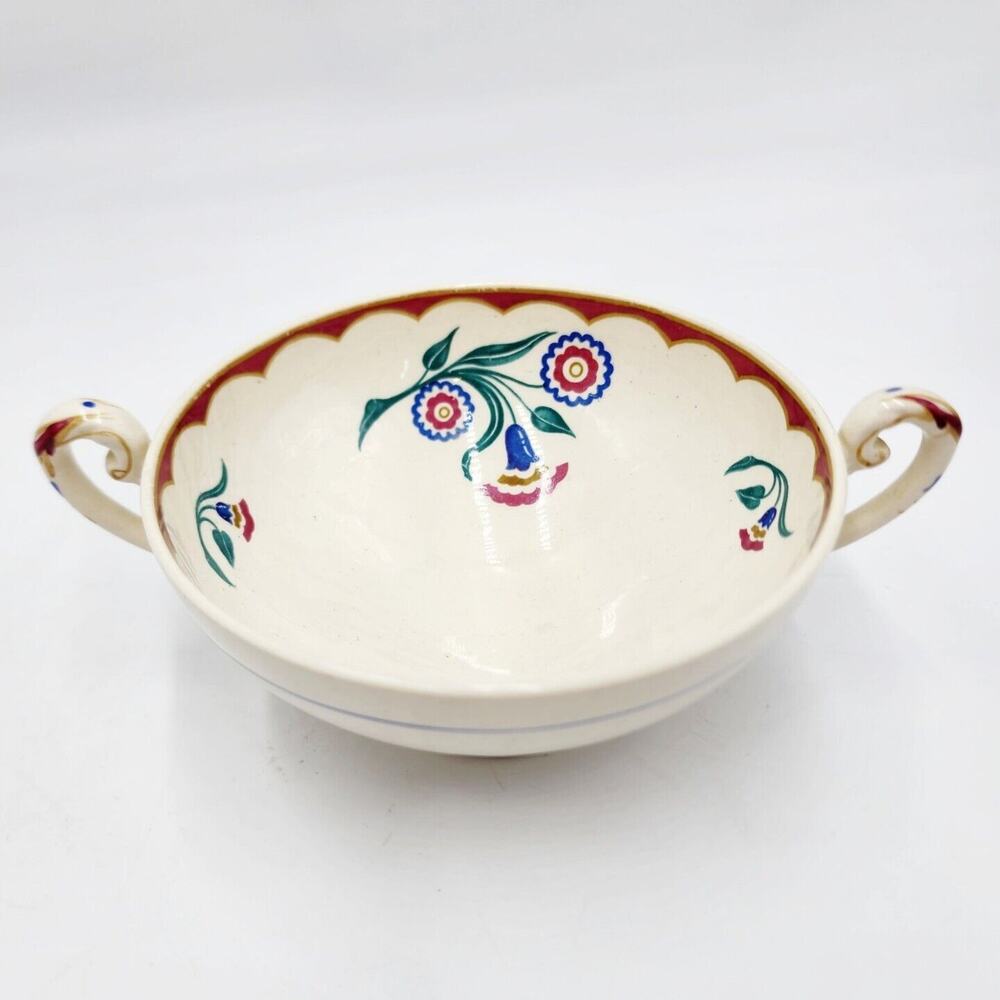 Vintage Myott Staffordshire Bouillon Soup Cup Floral Art Deco Double Handle
